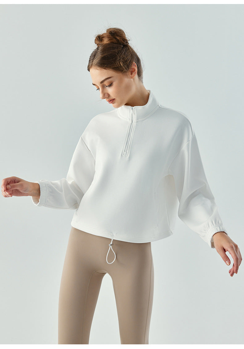 Stand Collar Half Zip Autumn Winter Sweater Coat Workout Clothes Top