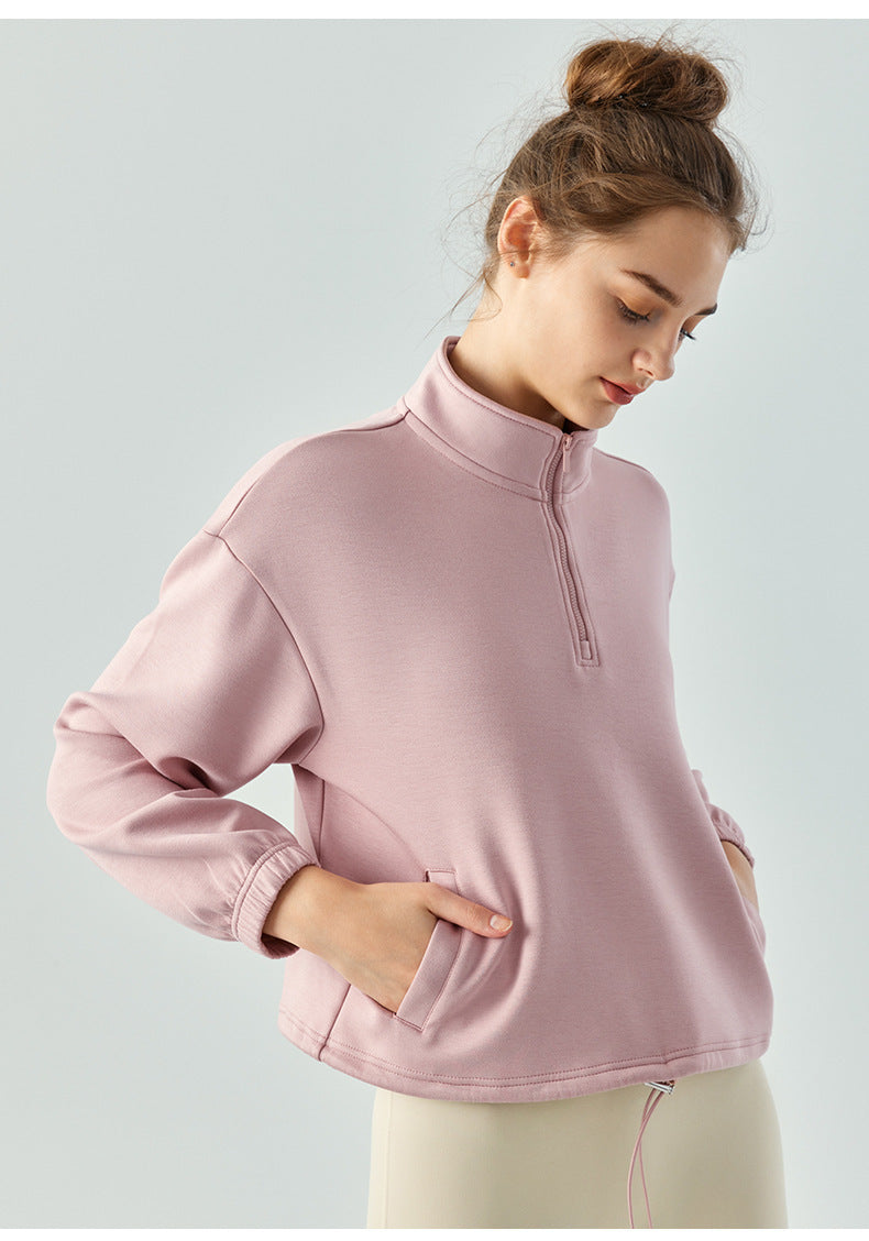 Stand Collar Half Zip Autumn Winter Sweater Coat Workout Clothes Top