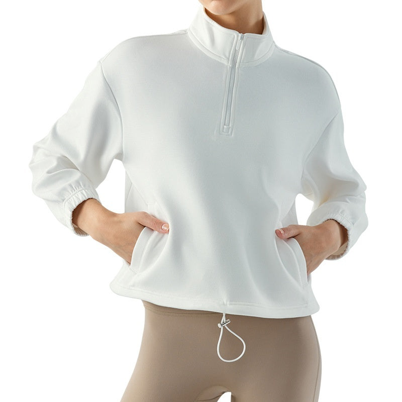 Stand Collar Half Zip Autumn Winter Sweater Coat Workout Clothes Top